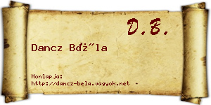 Dancz Béla névjegykártya
